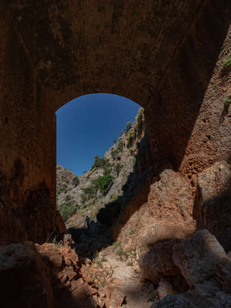 trail to abandonned monastery katholiko in Crete, Greeceの写真素材