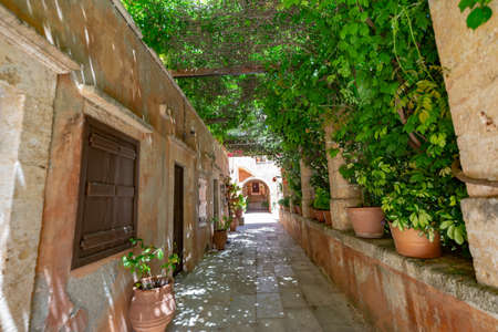 agia triada tzagaroli orthodox christian monastery in Crete, Greeceの写真素材