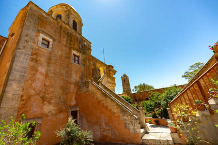 agia triada tzagaroli orthodox christian monastery in Crete, Greeceの写真素材