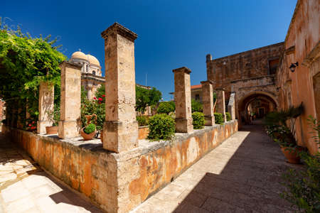agia triada tzagaroli orthodox christian monastery in Crete, Greeceの写真素材