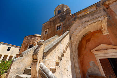 agia triada tzagaroli orthodox christian monastery in Crete, Greeceの写真素材