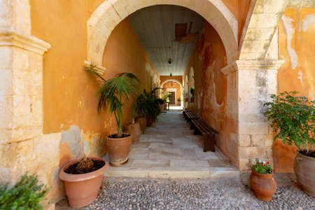 agia triada tzagaroli orthodox christian monastery in Crete, Greeceの写真素材