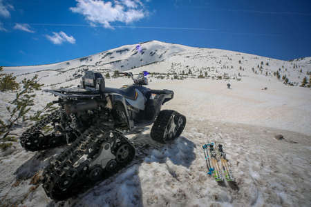 snowmobile, extreme sports mountain snow, Pirin mountainsの写真素材