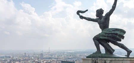 Statue in Kiev, Ukraine. Copy space for textの写真素材