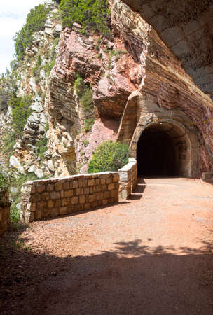 Entrance to the cave city of Santa Catalina in Tarragona, Spainの写真素材