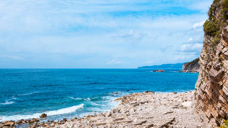 adriatic sea coast beach in montenegroの写真素材