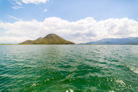 small boat trip on skadar lake, skadarsko jezero,の写真素材
