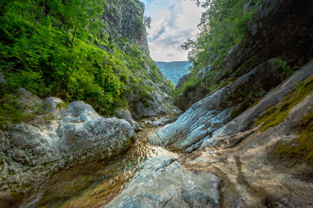 skurda canyon river and rocks, kotorの写真素材