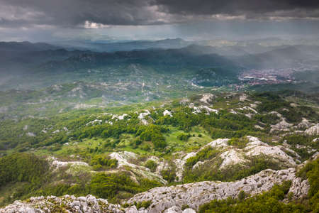 cloudy mountains epic landscape valley on Lovcen mountainの写真素材