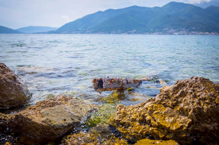 Rocky shore of the Adriatic Sea in Montenegro.の写真素材