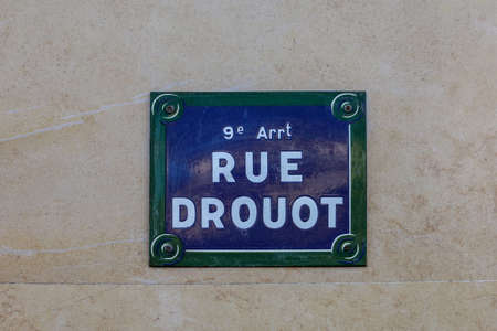 typical parisian street name signs famousの写真素材
