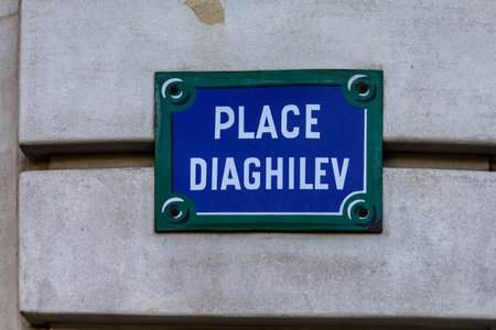 typical parisian street name signs famousの写真素材