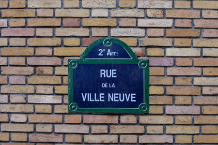typical parisian street name signs famousの写真素材