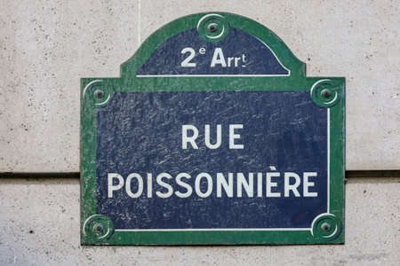 typical parisian street name signs famousの写真素材