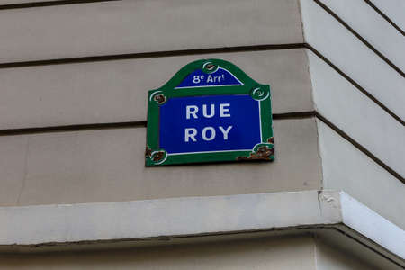 typical parisian street name signの写真素材