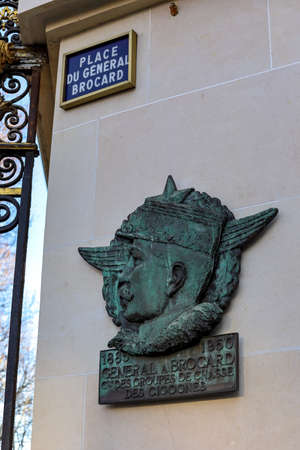 typical parisian street name signの写真素材