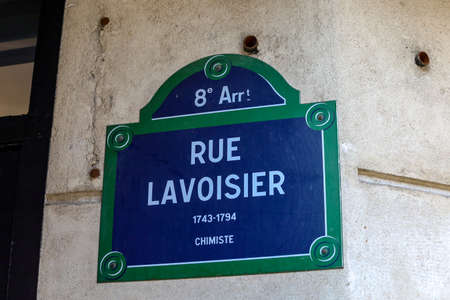 typical parisian street name signの写真素材