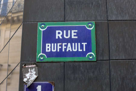 typical parisian street name signの写真素材