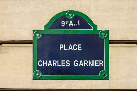 typical parisian street name signの写真素材