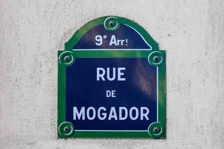 typical parisian street name signの写真素材