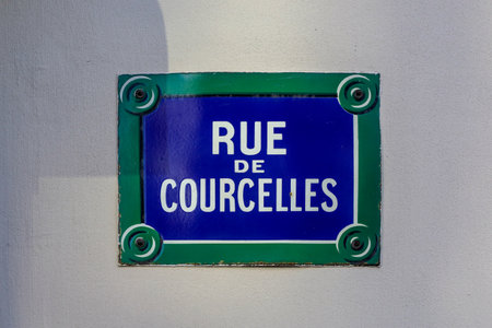 typical parisian street name signの写真素材