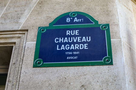 typical parisian street name signの写真素材