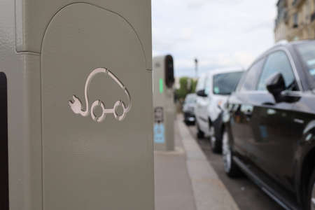 Charging station for electric cars in London, UK.の写真素材