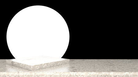 3D abstract showroom with realistic white marble pedestal podium set in luxury style. Minimal scene for product display template presentation. geometric backgroundの写真素材