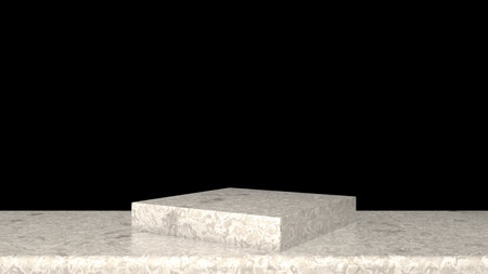 3D abstract showroom with realistic white marble pedestal podium set in luxury style. Minimal scene for product display template presentation. geometric backgroundの写真素材