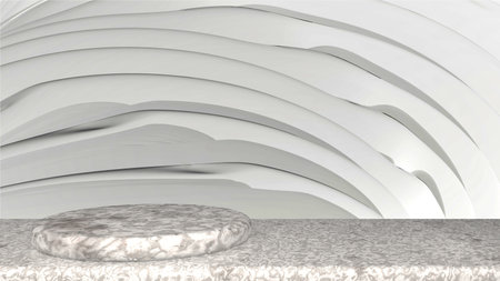 3D abstract showroom with realistic white marble pedestal podium set in luxury style. Minimal scene for product display template presentation. geometric backgroundの写真素材