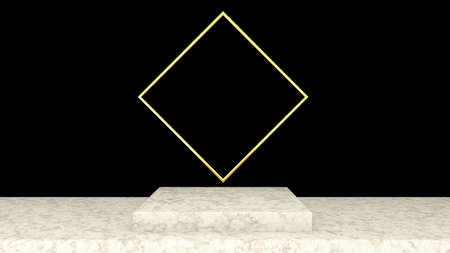 3D abstract showroom with realistic white marble pedestal podium set in luxury style. Minimal scene for product display template presentation. geometric backgroundの写真素材