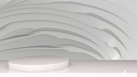 3D abstract showroom with realistic white marble pedestal podium set in luxury style. Minimal scene for product display template presentation. golden geometric shape and black baの写真素材