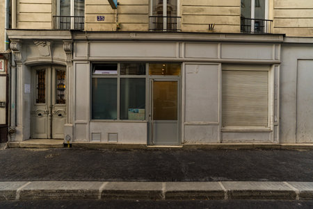 Facade of a restaurant in Parisの写真素材