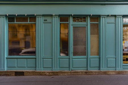 Detail of the facade of an old shop in Paris, Franceのeditorial素材