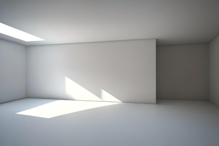 Abstract empty room with white walls and ceiling. 3d render illustrationの素材