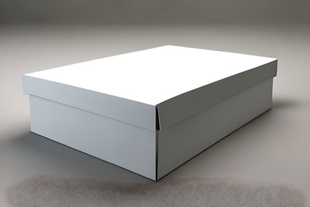 White box on a gray background. 3d rendering. Computer digital drawing.の素材