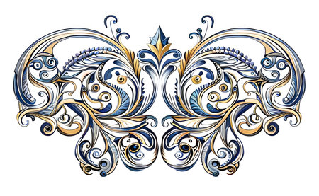 Vector vintage baroque ornament. Retro antique style acanthus patternの素材