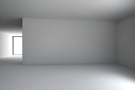 Empty room with white wall and window. 3d render. Mock-upの素材