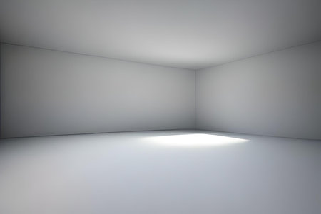 Empty room with white wall and ceiling. 3d render illustration.の素材