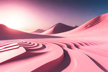 Abstract background of pink sand dunes. 3d render illustration.の素材