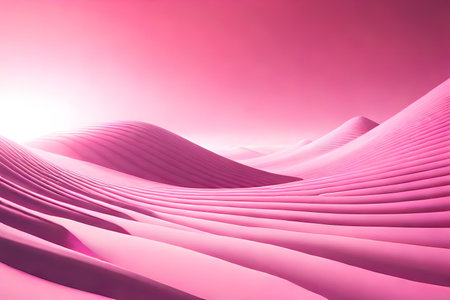 Abstract Curved Shapes. Pink and white background. 3d illustrationの素材