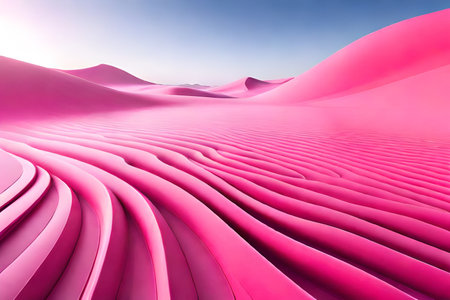 Abstract background of pink sand dunes. 3d render, 3d illustration.の素材