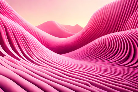 Abstract background. 3d render, 3d illustration. Pink waves.の素材