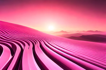 Abstract background of pink sand dunes. 3d render illustration.の素材