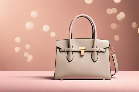 Luxury women's handbag on a pink background. 3d renderingの素材