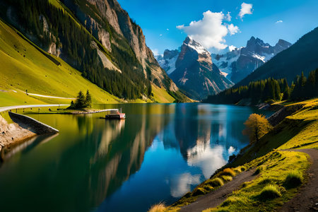 Mountain lake in the Dolomites. Italy, Europe.の素材