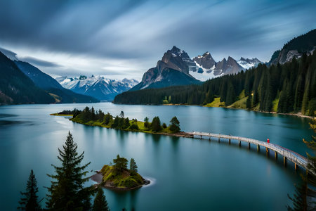 Panoramic view of Lake Misurina and Dolomites mountains, Italyの素材