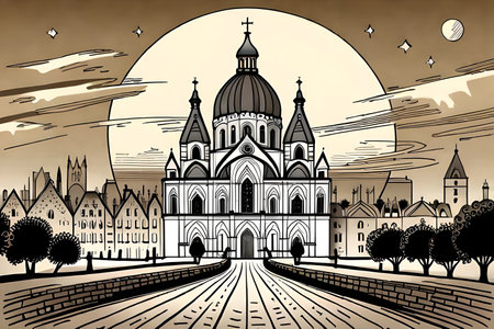 Cathedral of Christ the Savior in Moscow, Russia. drawingの素材