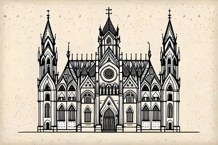 Cathedral of St. Peter and Paul. hand drawn illustrationの素材