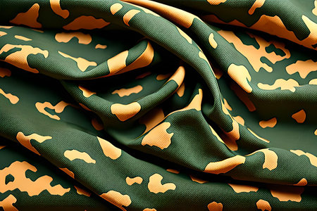 Camouflage pattern background. Close-up image of camouflage fabric.の素材